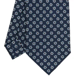 CRAVATTA SARTORIALE CLASSICA IN SETA BLU SCURO Microfantasia fiore