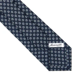 CRAVATTA SARTORIALE CLASSICA IN SETA BLU SCURO Microfantasia fiore