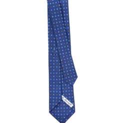 CRAVATTA SARTORIALE CLASSICA IN SETA BLU Microfantasia fiore