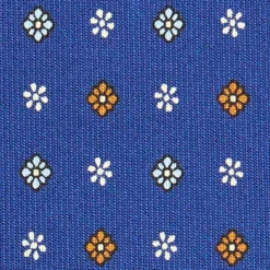 CRAVATTA SARTORIALE CLASSICA IN SETA BLU Microfantasia fiore