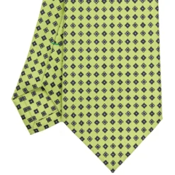 CRAVATTA SARTORIALE CLASSICA IN SETA VERDE CHIARO Microfantasia fiore