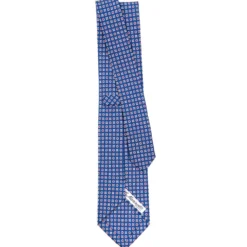 CRAVATTA SARTORIALE CLASSICA IN SETA BLU Microfantasia fiore