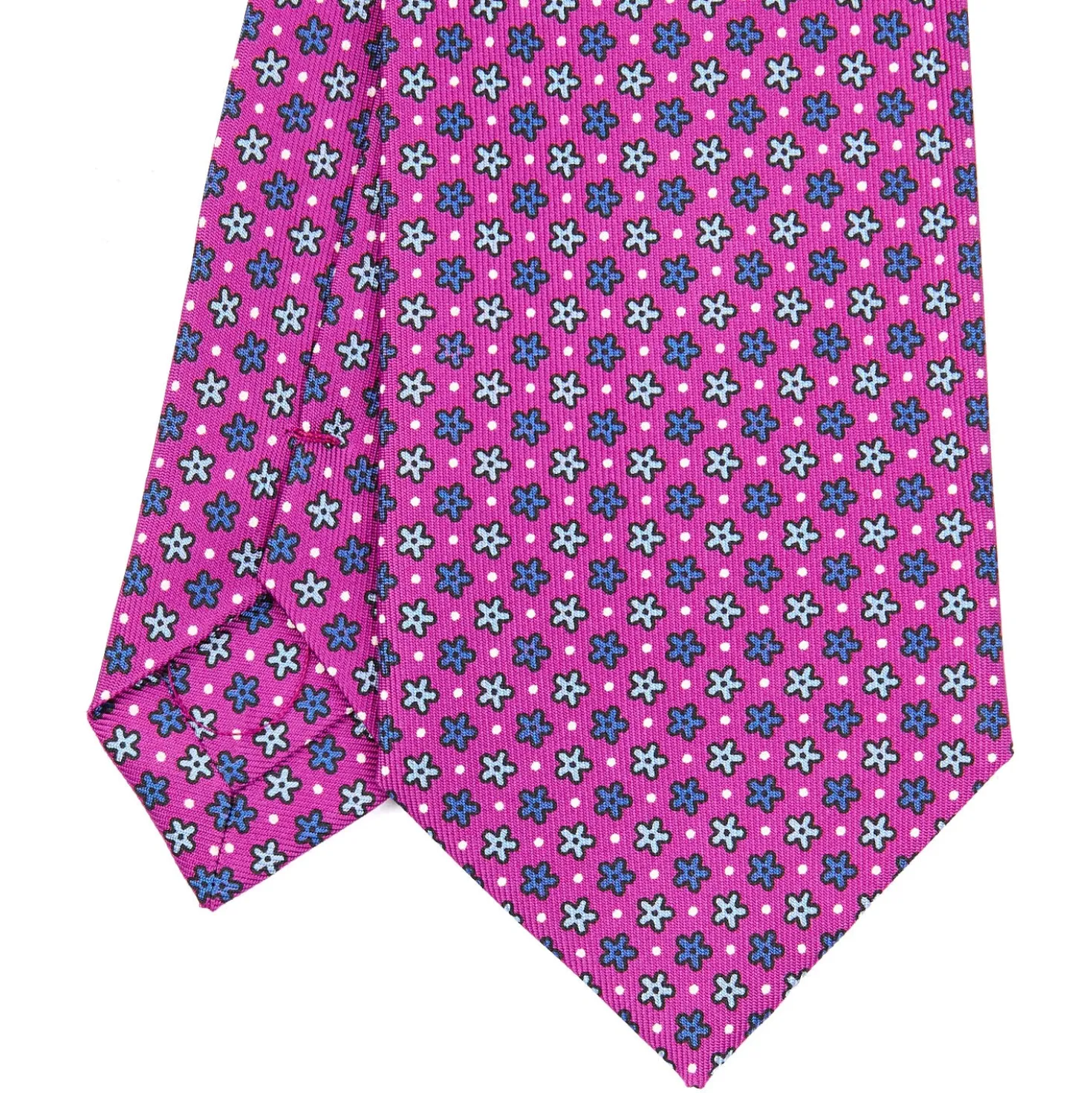 CRAVATTA SARTORIALE CLASSICA IN SETA FUCSIA Microfantasia fiore