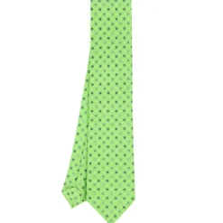 CRAVATTA SARTORIALE CLASSICA IN SETA VERDE CHIARO Microfantasia fiore