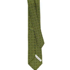 CRAVATTA SARTORIALE CLASSICA IN SETA VERDE OLIVA Microfantasia fiore