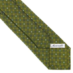 CRAVATTA SARTORIALE CLASSICA IN SETA VERDE OLIVA Microfantasia fiore