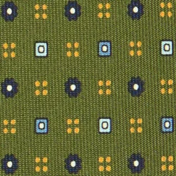 CRAVATTA SARTORIALE CLASSICA IN SETA VERDE OLIVA Microfantasia fiore
