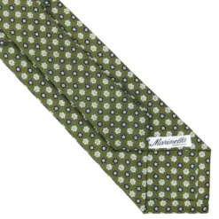 CRAVATTA SARTORIALE CLASSICA IN SETA VERDE OLIVA Microfantasia fiore
