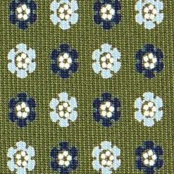 CRAVATTA SARTORIALE CLASSICA IN SETA VERDE OLIVA Microfantasia fiore