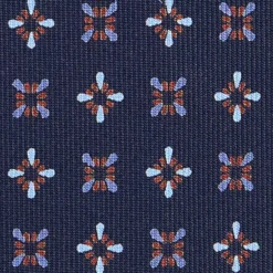 CRAVATTA SARTORIALE CLASSICA IN SETA BLU SCURO Microfantasia fiore