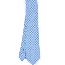 CRAVATTA SARTORIALE CLASSICA IN SETA AZZURRA Microfantasia fiore