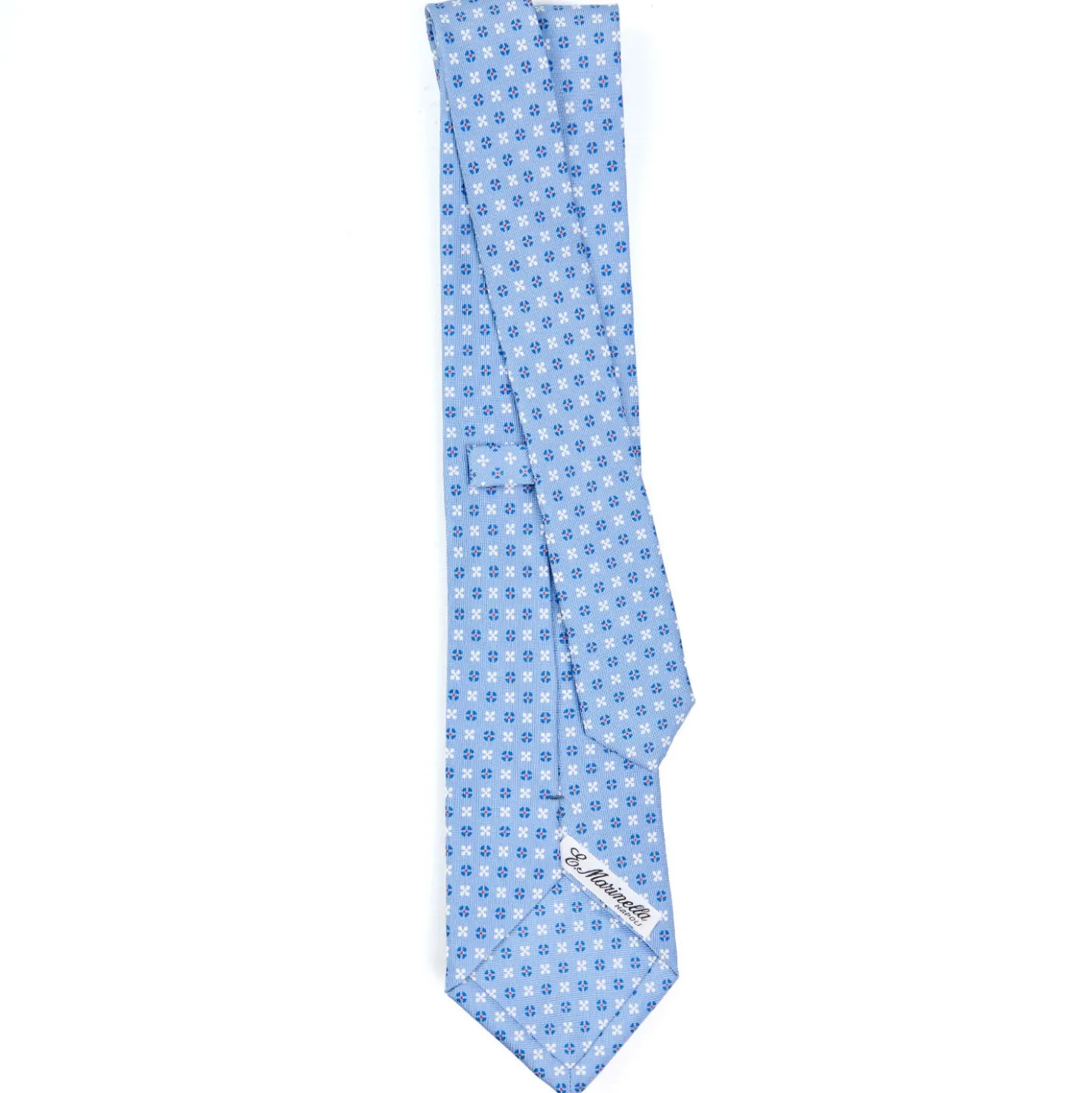 CRAVATTA SARTORIALE CLASSICA IN SETA AZZURRA Microfantasia fiore