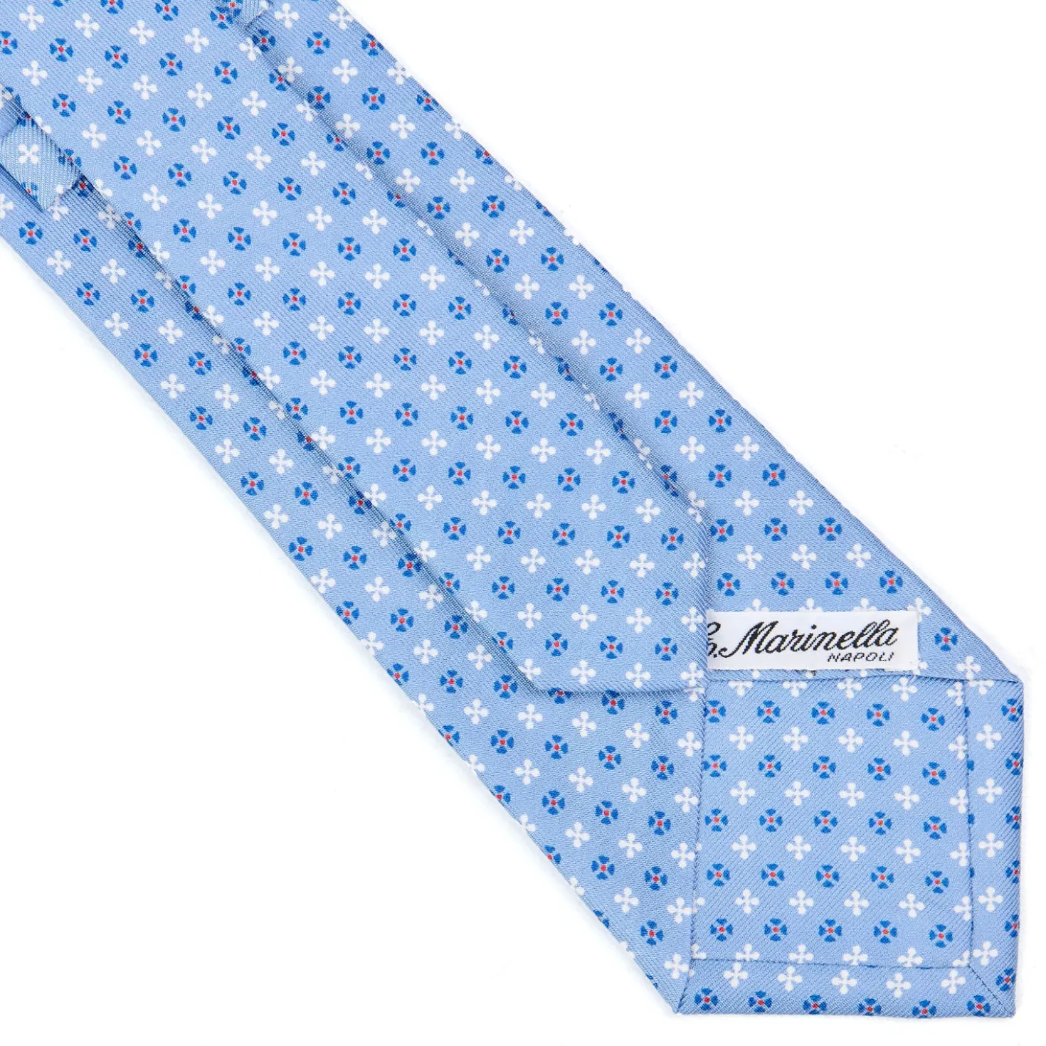 CRAVATTA SARTORIALE CLASSICA IN SETA AZZURRA Microfantasia fiore