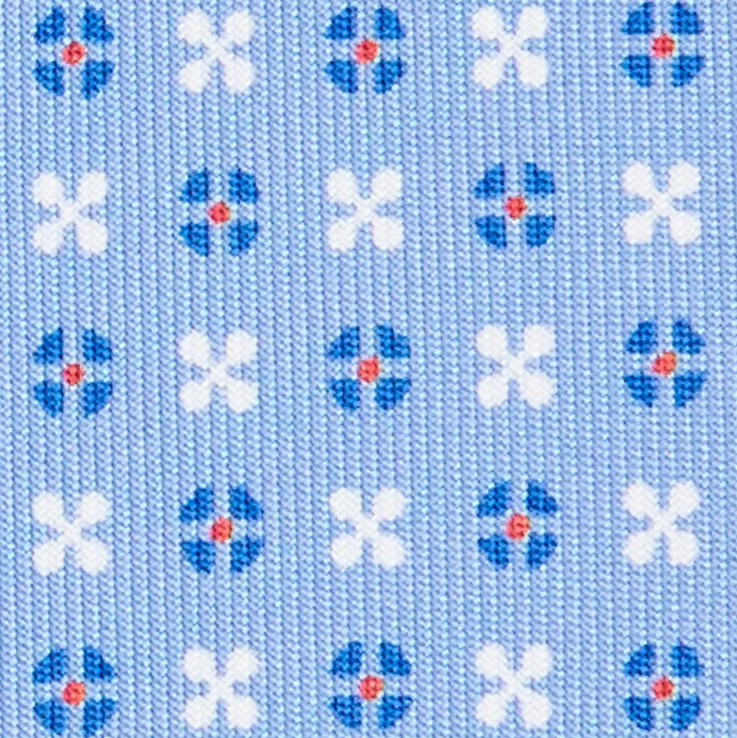 CRAVATTA SARTORIALE CLASSICA IN SETA AZZURRA Microfantasia fiore
