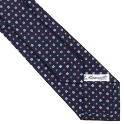 CRAVATTA SARTORIALE CLASSICA IN SETA BLU SCURO Microfantasia fiore