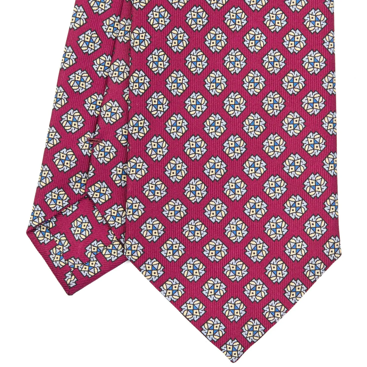 CRAVATTA SARTORIALE CLASSICA IN SETA BORDEAUX Microfantasia fiore