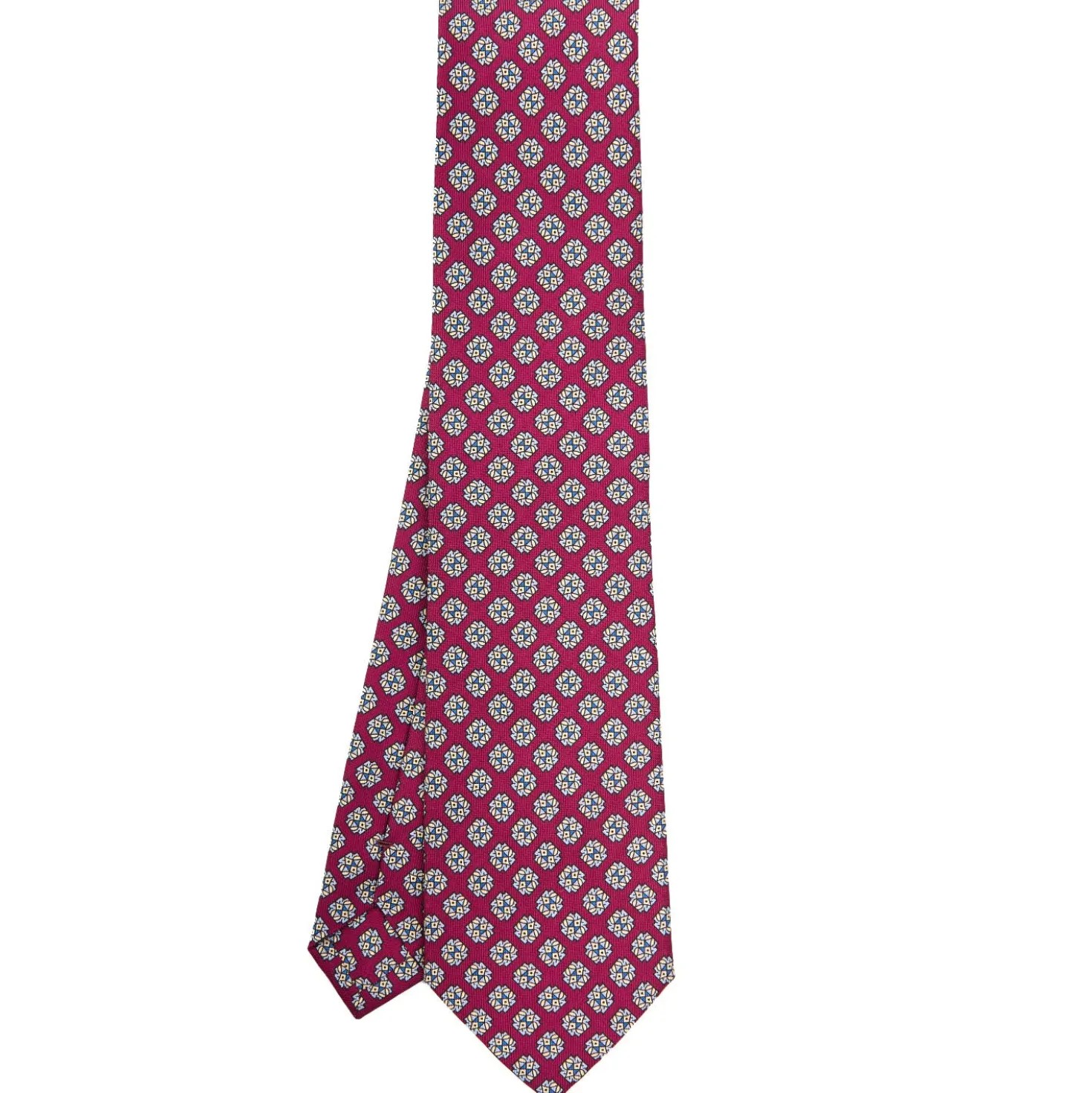 CRAVATTA SARTORIALE CLASSICA IN SETA BORDEAUX Microfantasia fiore