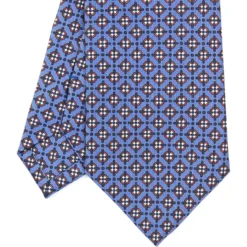 CRAVATTA SARTORIALE CLASSICA IN SETA AZZURRO POLVERE Microfantasia fiore