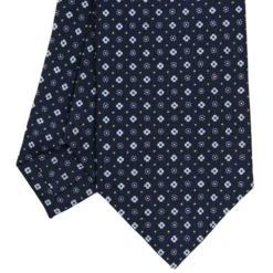 CRAVATTA SARTORIALE CLASSICA IN SETA BLU SCURO Microfantasia fiore