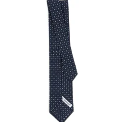 CRAVATTA SARTORIALE CLASSICA IN SETA BLU SCURO Microfantasia fiore