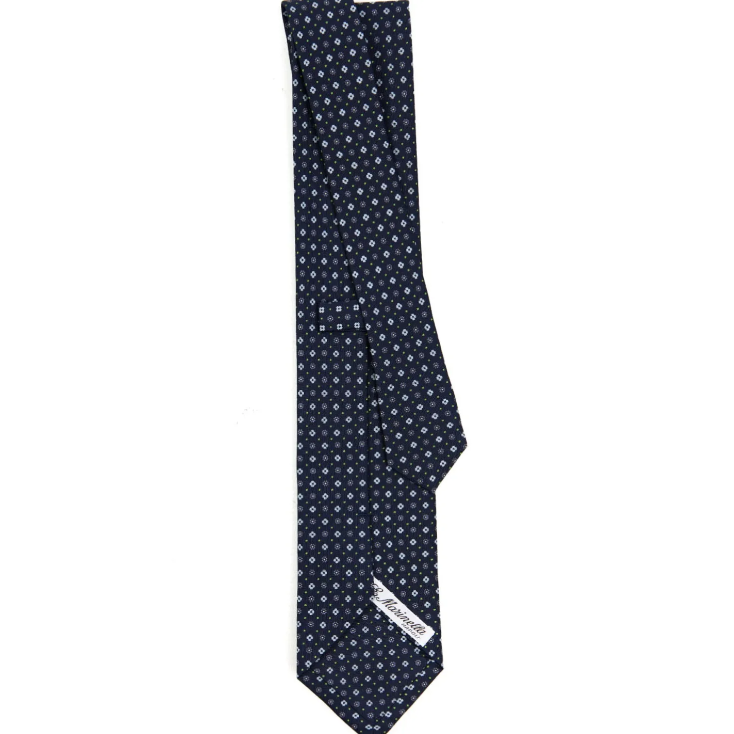 CRAVATTA SARTORIALE CLASSICA IN SETA BLU SCURO Microfantasia fiore