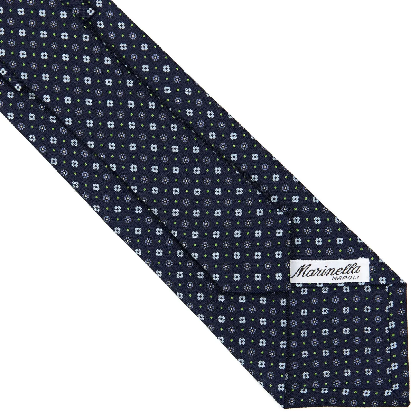 CRAVATTA SARTORIALE CLASSICA IN SETA BLU SCURO Microfantasia fiore