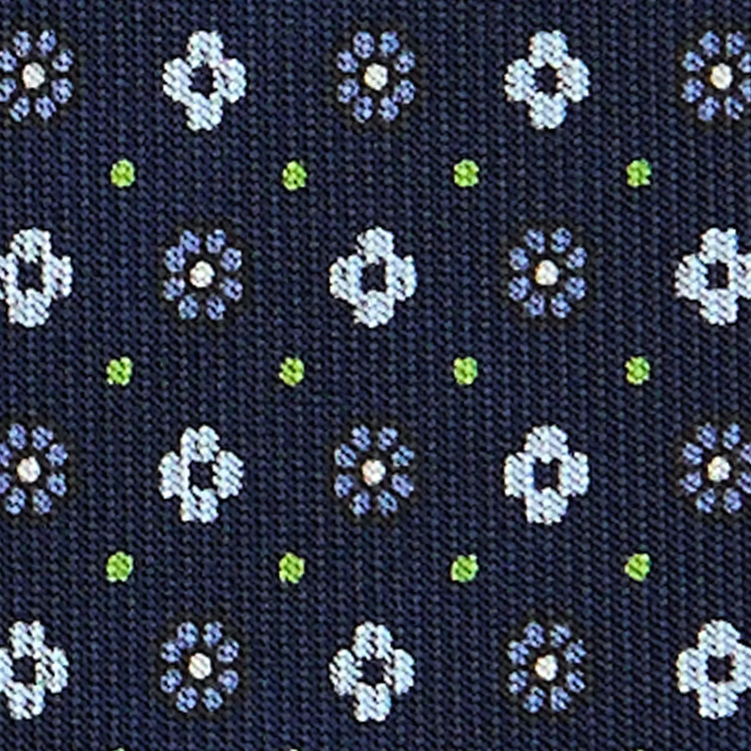 CRAVATTA SARTORIALE CLASSICA IN SETA BLU SCURO Microfantasia fiore