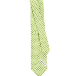 CRAVATTA SARTORIALE CLASSICA IN SETA VERDE CHIARO Microfantasia fiore