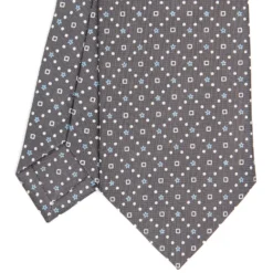 CRAVATTA SARTORIALE CLASSICA IN SETA GRIGIO CHIARO Microfantasia fiore