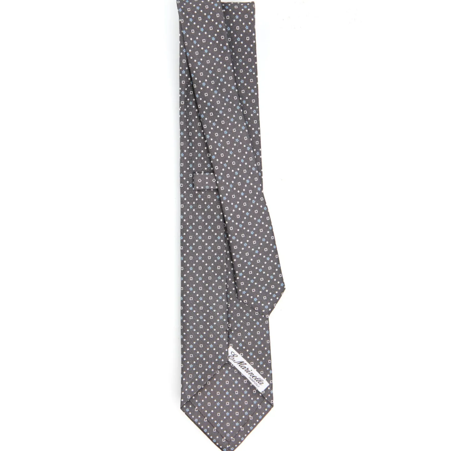 CRAVATTA SARTORIALE CLASSICA IN SETA GRIGIO CHIARO Microfantasia fiore
