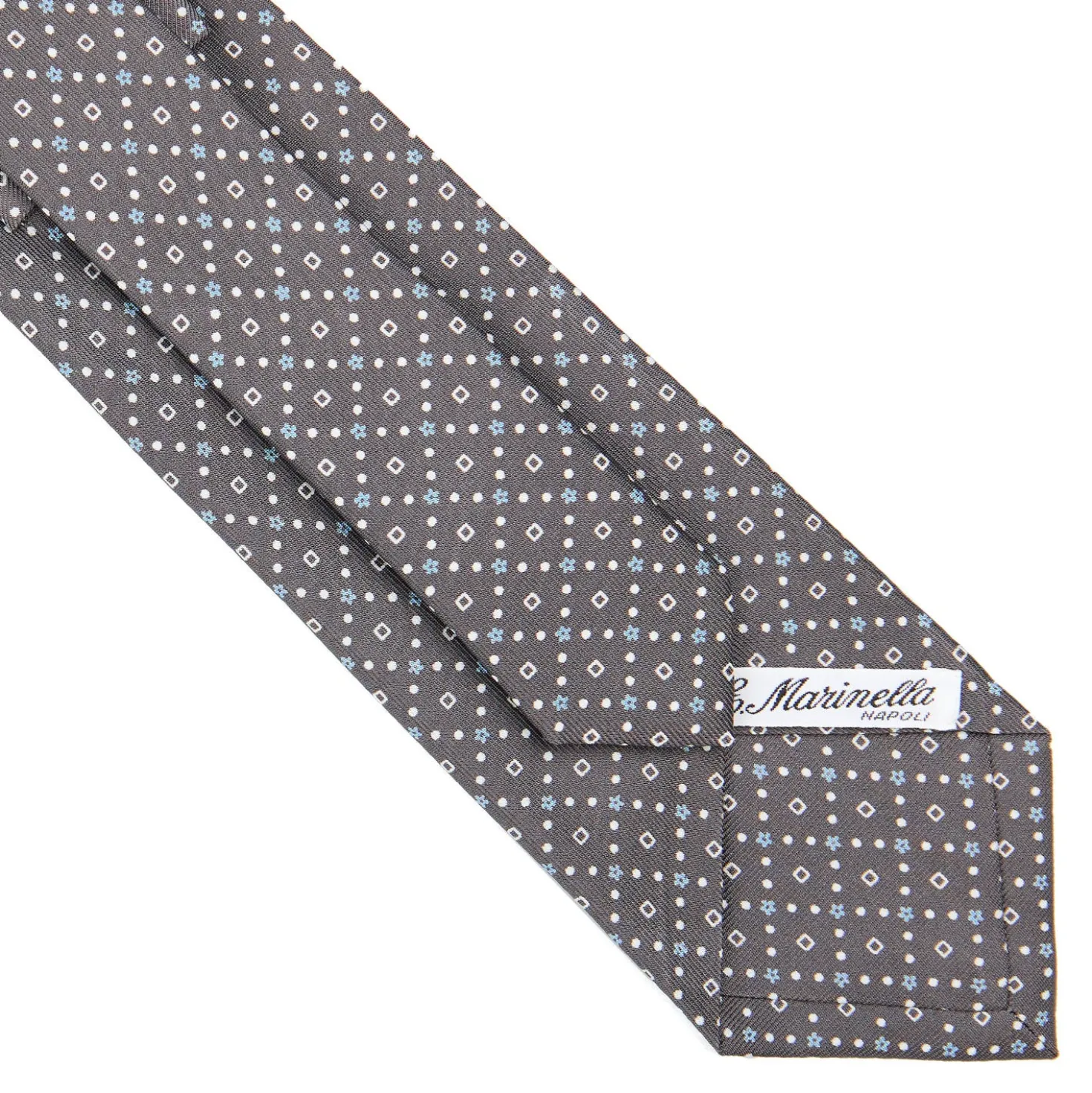 CRAVATTA SARTORIALE CLASSICA IN SETA GRIGIO CHIARO Microfantasia fiore