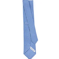 CRAVATTA SARTORIALE CLASSICA IN SETA AZZURRO POLVERE Microfantasia fiore