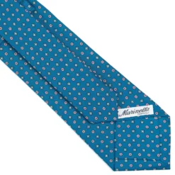 CRAVATTA SARTORIALE CLASSICA IN SETA BLU MEDIO Microfantasia fiore