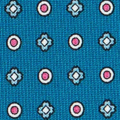 CRAVATTA SARTORIALE CLASSICA IN SETA BLU MEDIO Microfantasia fiore