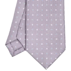 CRAVATTA SARTORIALE CLASSICA IN SETA GRIGIO CHIARO Microfantasia fiore