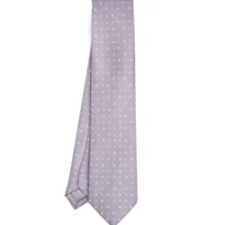CRAVATTA SARTORIALE CLASSICA IN SETA GRIGIO CHIARO Microfantasia fiore