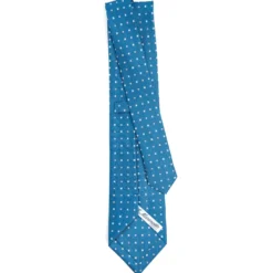 CRAVATTA SARTORIALE CLASSICA IN SETA BLU Microfantasia fiore