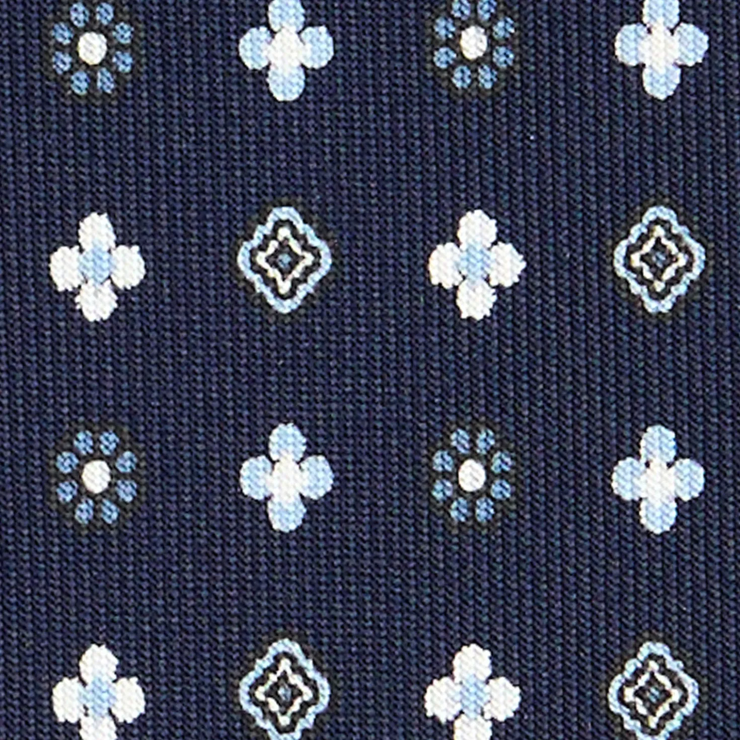 CRAVATTA SARTORIALE CLASSICA IN SETA BLU SCURO Microfantasia fiore