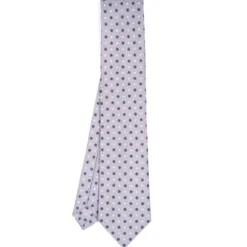 CRAVATTA SARTORIALE CLASSICA IN SETA GRIGIO CHIARO Microfantasia fiore