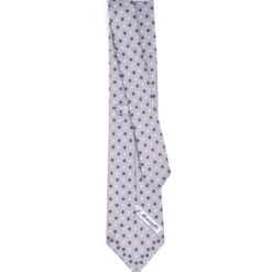 CRAVATTA SARTORIALE CLASSICA IN SETA GRIGIO CHIARO Microfantasia fiore
