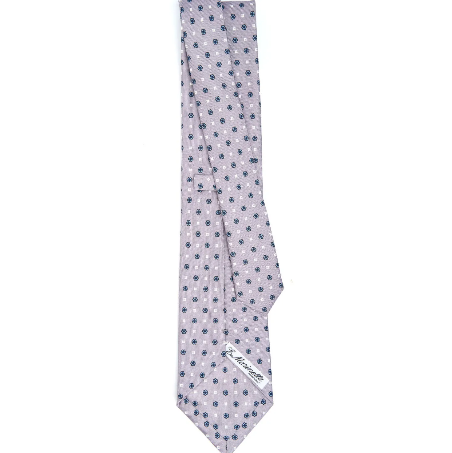 CRAVATTA SARTORIALE CLASSICA IN SETA GRIGIO CHIARO Microfantasia fiore