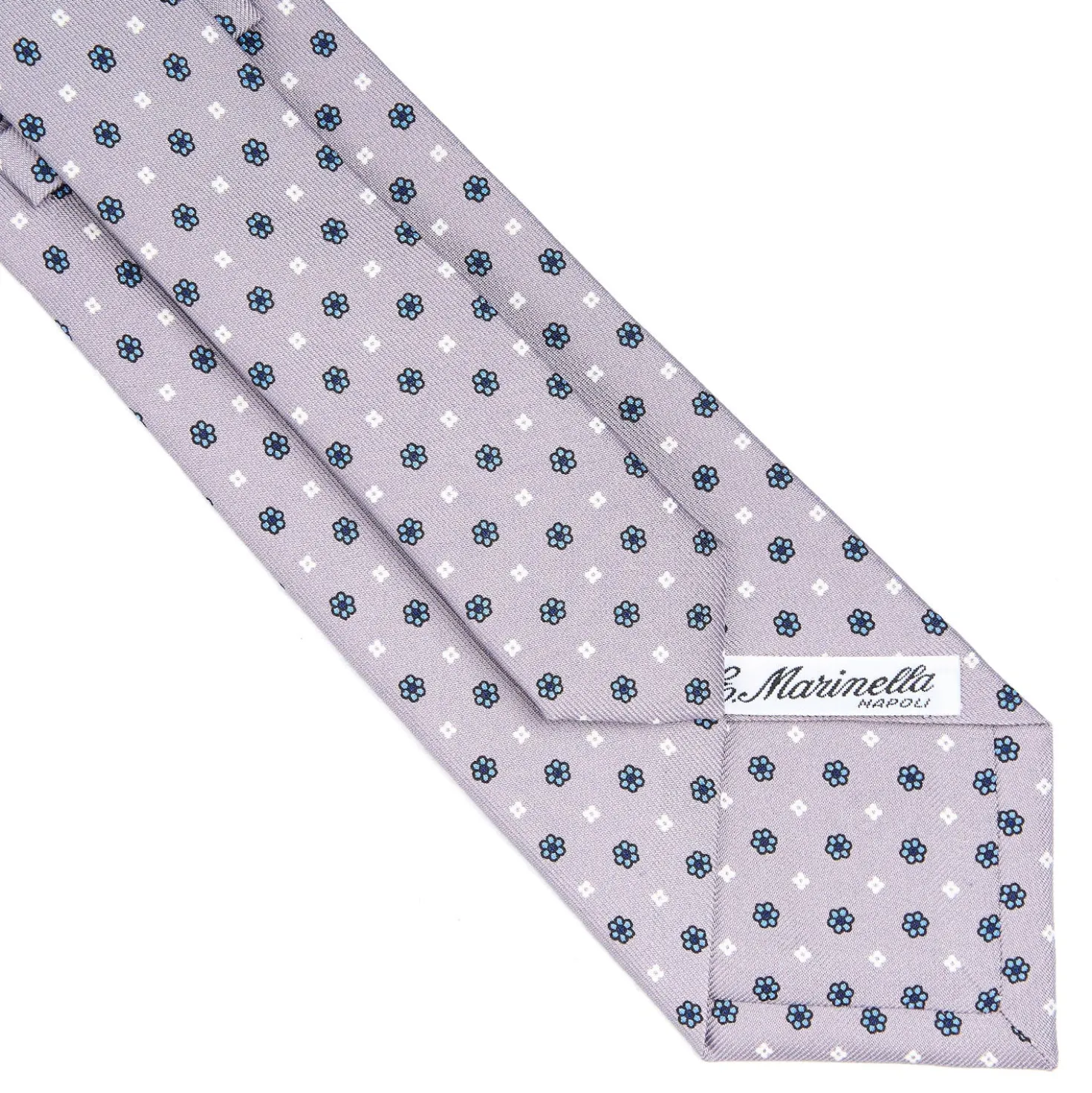 CRAVATTA SARTORIALE CLASSICA IN SETA GRIGIO CHIARO Microfantasia fiore