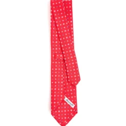 CRAVATTA SARTORIALE CLASSICA IN SETA ROSSA Microfantasia fiore
