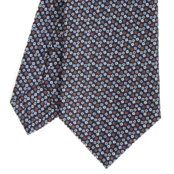 CRAVATTA SARTORIALE CLASSICA IN SETA BLU SCURO Microfantasia fiore