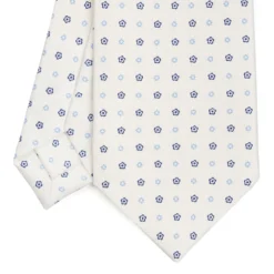 CRAVATTA SARTORIALE CLASSICA IN SETA BIANCA Microfantasia fiore