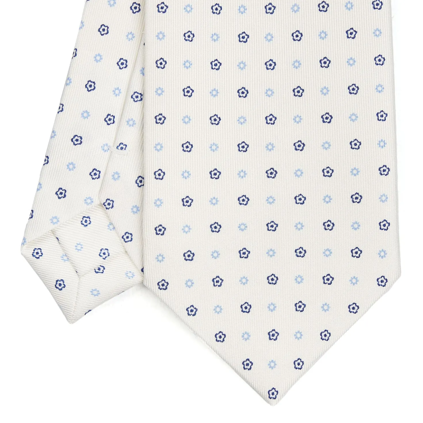 CRAVATTA SARTORIALE CLASSICA IN SETA BIANCA Microfantasia fiore