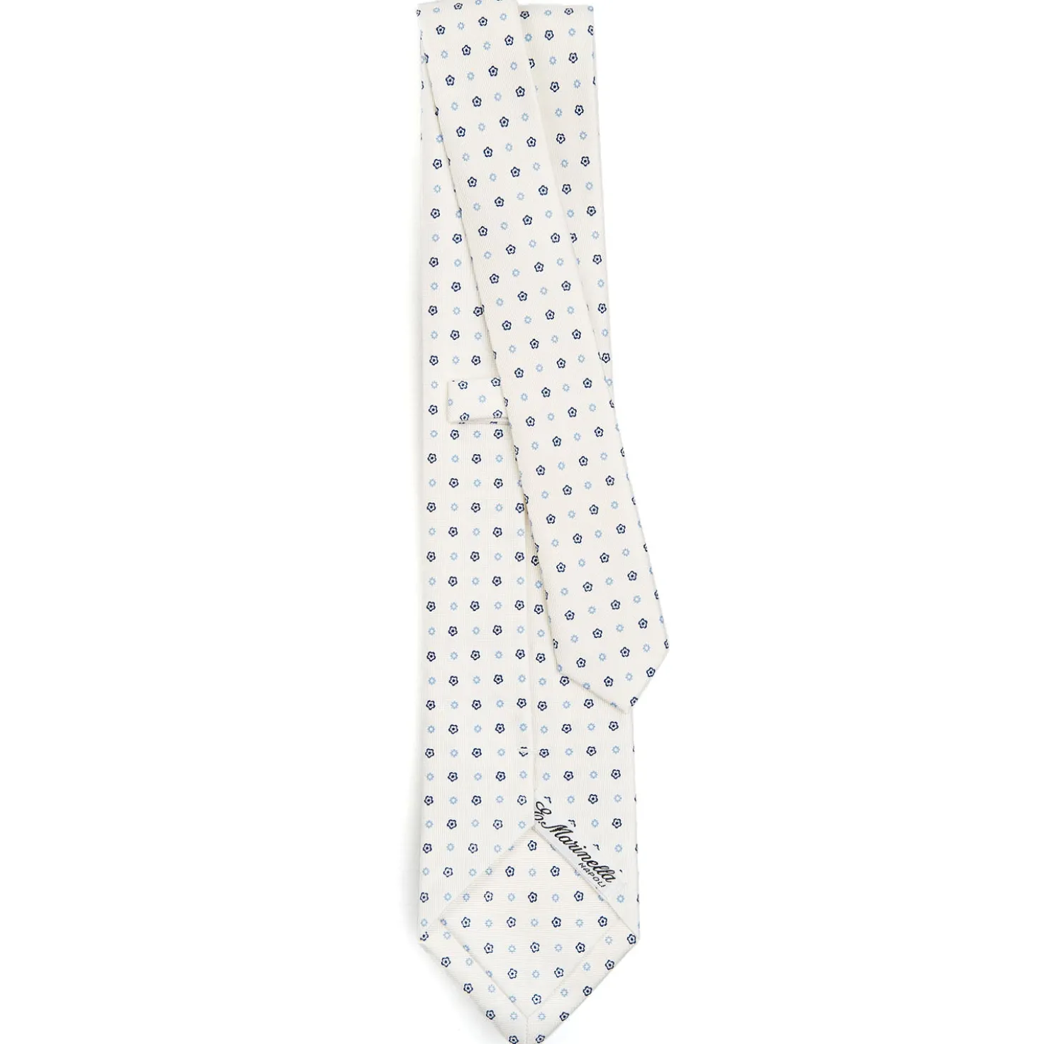 CRAVATTA SARTORIALE CLASSICA IN SETA BIANCA Microfantasia fiore