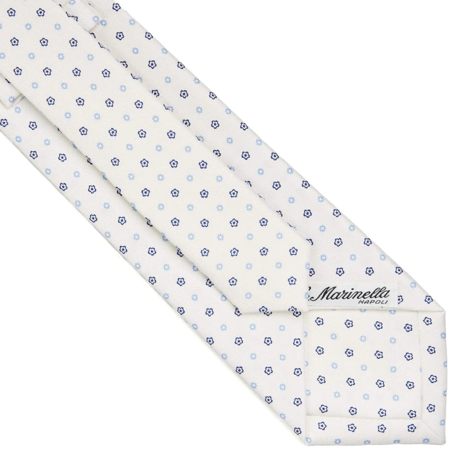 CRAVATTA SARTORIALE CLASSICA IN SETA BIANCA Microfantasia fiore