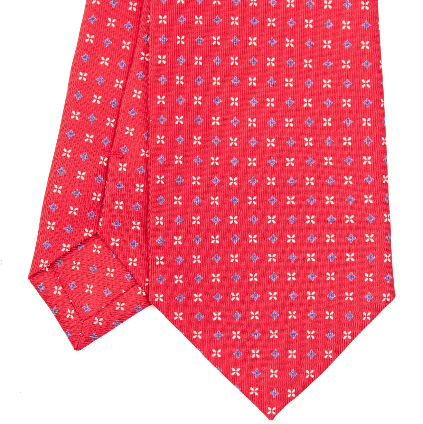 CRAVATTA SARTORIALE CLASSICA IN SETA ROSSA Microfantasia fiore