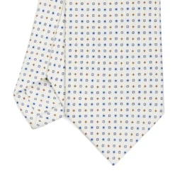 CRAVATTA SARTORIALE CLASSICA IN SETA BIANCA Microfantasia fiore